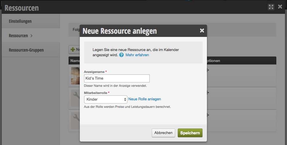 Create resource with role and name